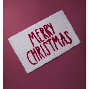 NEW! RAE DUNN 20x32 RED AND WHITE Merry Christmas Bath Mat